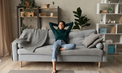 a woman on a couch