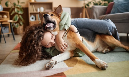 a woman and her dog